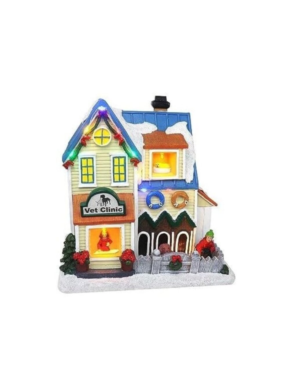 Top Treasures Christmas Village Vet Clinic Pre-lit Musical Figurine NIB